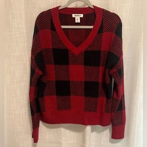 William Rast Buffalo Plaid Checked V-Neck Sweater